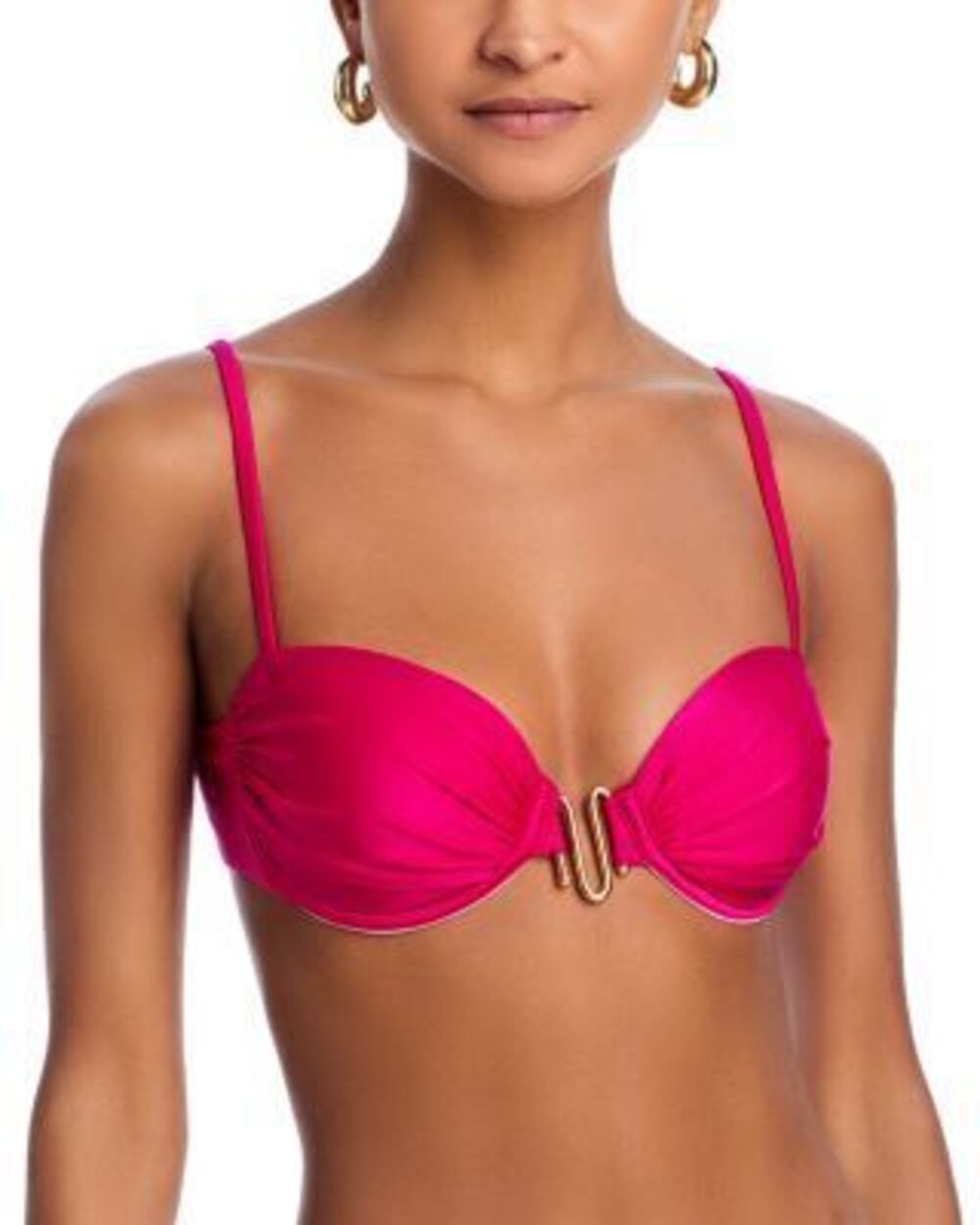 Aqua Women's Pink Hardware Underwire Bikini Top S NWT